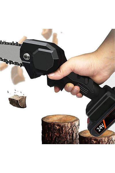 SIKS ® cordless mini saw for woodworking, 800W, 88VF, 7500mAh, 4 inch, Black