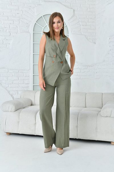 nodilife Vest Linen Women's Suit Khaki