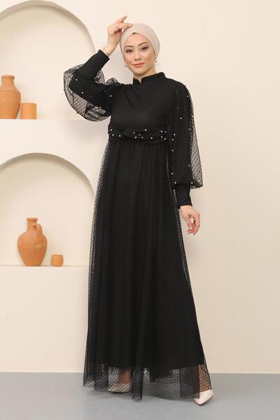 Missvalle Βραδινό φόρεμα από τούλι με λεπτομέρειες από πέρλες μαύρο MSW12238