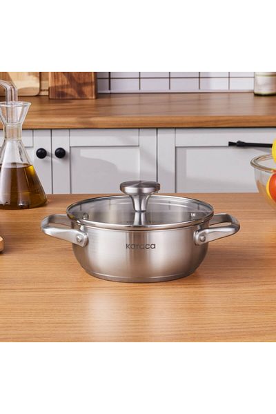Karaca Elite Edelstahl-Kasserolle Flach 18 cm