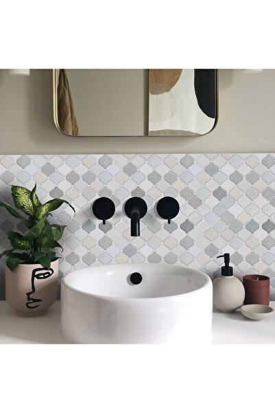 Rabadon Mutfak Tezgah Arası Kaplama Mermer Desenli Yapışkanlı Folyo Fayans Kaplama Sticker 60cm X 100cm