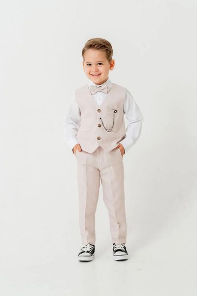 Zaziko Kids Boys Slim Fit Suit with Vest – 4 Pieces (Vest, Pants, Shirt, Bowtie) Te.7026