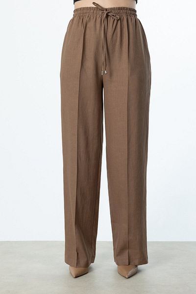 Mi Pret a Porter Mi Wide Leg Linen Trousers with Elastic Waist