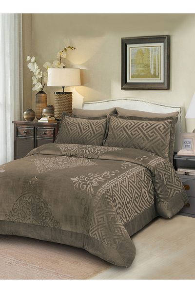 Master Home Textile Velvet Comforter Sets, 5 Pcs Single Size, Fits 120 x 200 cm Single Size Bed, With Removable Filling