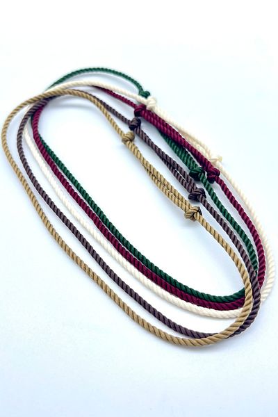 Concept HuBuTU 5 Pieces Burgundy Khaki White Milky Brown Twisted Rope Simple and Stylish Anklet Set
