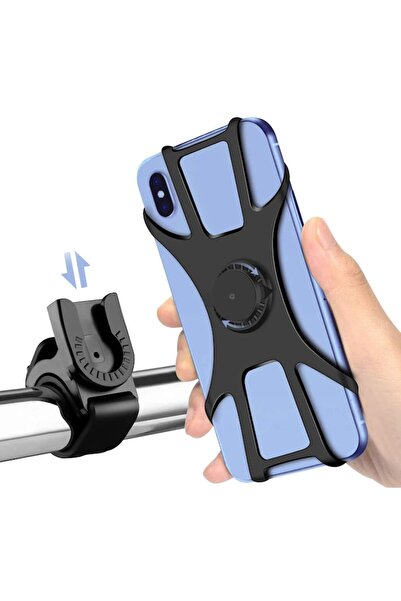 İdeas4comfort Detachable Phone Holder for Bike Handlebar, Silicone, 360⁰ Rotating, Black