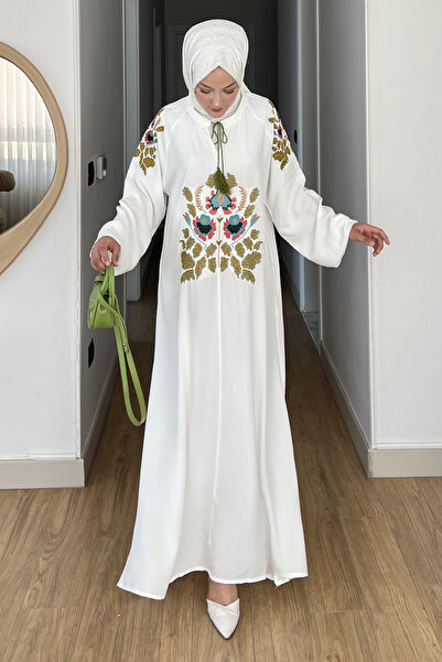 SaklıButik Rüya Nakışlı Püsküllü Uzun Kollu Elbise SK-8531