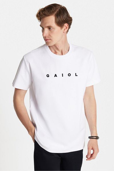 Tudors Relax Fit Relaxed Fit Cotton Front and Back Print Detail Crew Neck White Men's T-Shirt