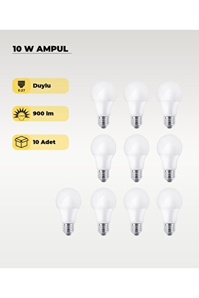 AC AYDINLATMA 10W Ampul Gün Işığı 4000K - 10 Adet