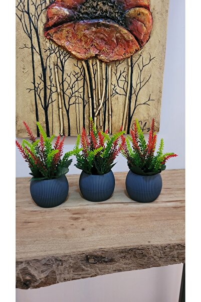 LABURN نبات زهور صناعية في أصيص صغير الحجم 3 قطع، ديكور طاولة زهور صناعية واقعية