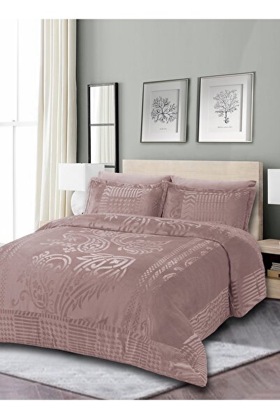 Master Home Textile Velvet Comforter Sets, 5 Pcs Queen Size, Fits 160 x 200 cm Bed, With Removable Filling