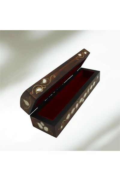 Okya Home Handmade Wooden Jewelry Box with Mother-of-Pearl Inlay – 25x7x6 cm
