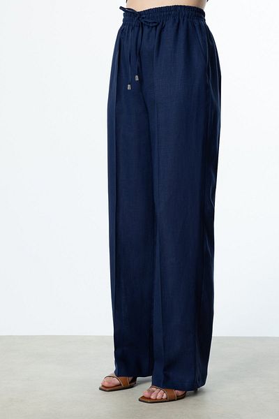 Mi Pret a Porter Mi Wide Leg Linen Trousers with Elastic Waist