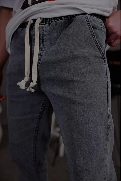Oksit Zessi Slim Fit Lycra Jeans Jogger Pants with Elasticated Legs and Waist