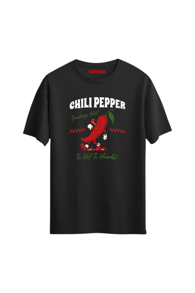 Eastek تي شيرت بتصميم مطبوع برقبة دائرية عادية للجنسين من Chili Pepper