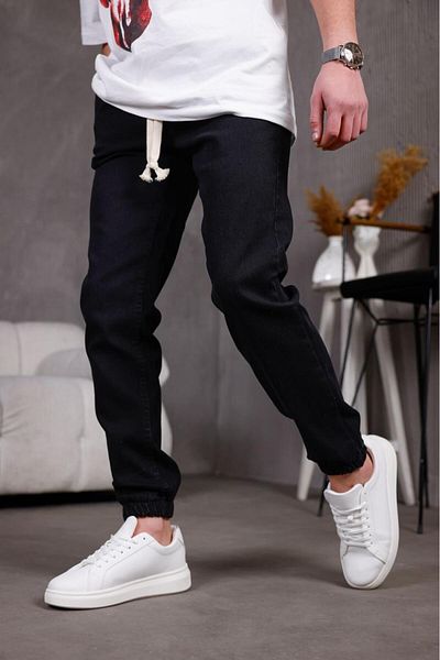 Oksit Zessi Slim Fit Lycra Jeans Jogger Pants with Elasticated Legs and Waist