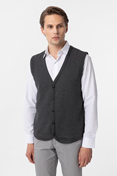 SÜVARİ Regular Fit Quilted Patterned V-Neck Vest