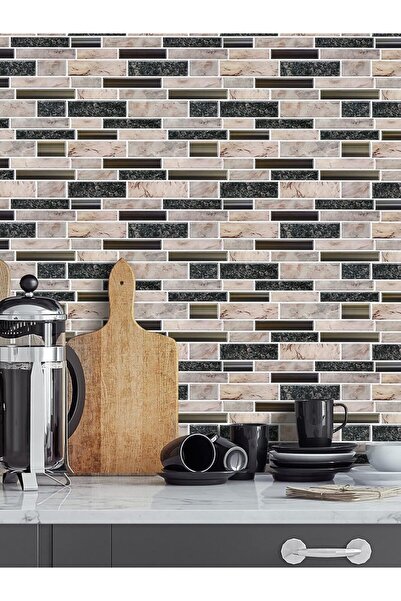 Rabadon Mutfak Tezgah Arası Kaplama Mermer Desenli Yapışkanlı Folyo Fayans Kaplama Sticker 60cm X 100cm