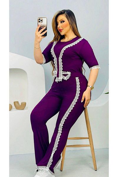 Kaptins Women's Tracksuit Set & Top-Bottom Set with Bow Detail