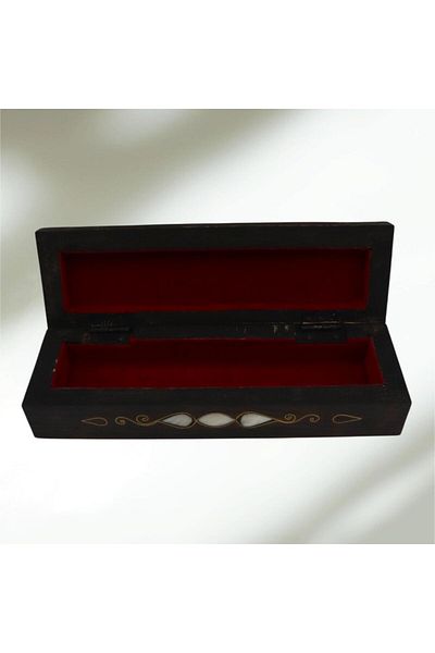 Okya Home Handmade Wooden Jewelry Box with Mother-of-Pearl Inlay – 23x7x6 cm