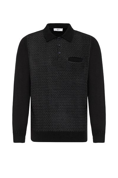 SÜVARİ Regular Patterned Polo Neck Wool Knitwear Sweater