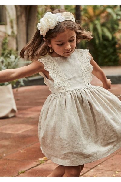 MAYORAL Girl's Embroidered Linen Dress