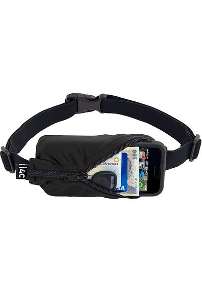 İdeas4comfort Running Belt, Gym, Hiking, Universal Elastic Waist Pocket, Black - Ideas4Comfort