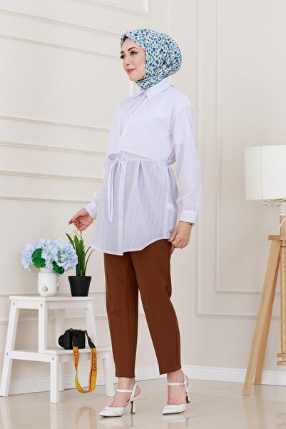 Sevitli تونيك برباط من الخلف من Allerli Stone - أبيض