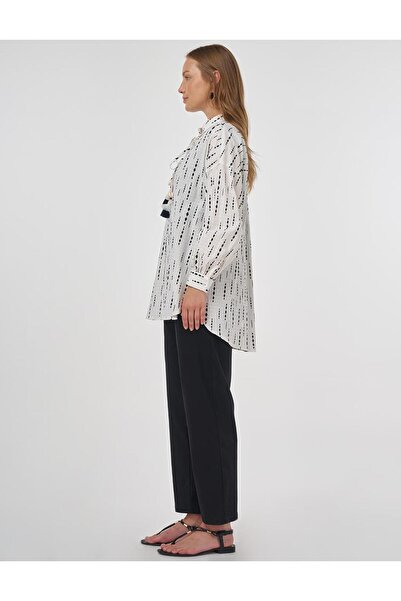 Kayra Püskül Detaylı Pamuklu Tunik Koyu Lacivert