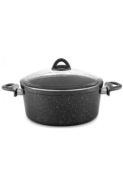 Hascevher Pot with lid HASCEVHER GRANITE ROSY 24x11cm black color