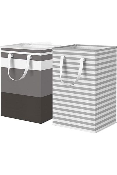 COOYA 2 Pcs Laundry Hamper Large Collapsible Laundry Basket with Handles for Clothes for Adults(75L,Gray)
