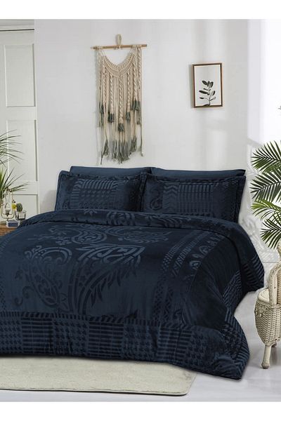 Master Home Textile Velvet Comforter Sets, 5 Pcs Single Size, Fits 120 x 200 cm Single Size Bed, With Removable Filling