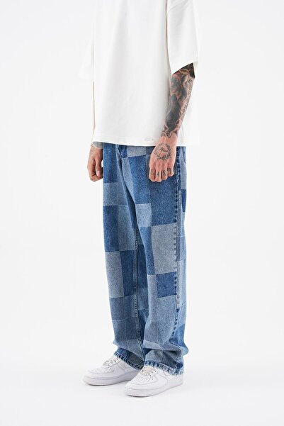 Machinist Ανδρικό τζιν με υπερμεγέθη σχέδιο σε ανοιχτό μπλε χρώμα