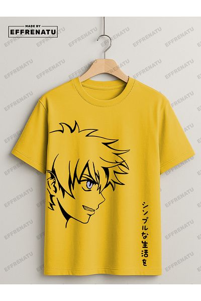 EFFRENATU Anime Printed T-Shirt for Youth Black and White Balloon