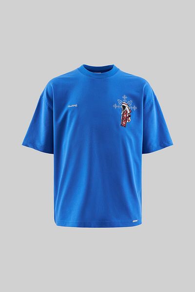 Machinist TRIOC CU FIGURĂ ETNICĂ BĂTĂ SOFT BLUE