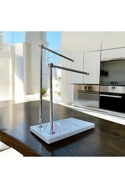 Peramari Decorative Chrome Marble Double Paper Towel Holder Silver