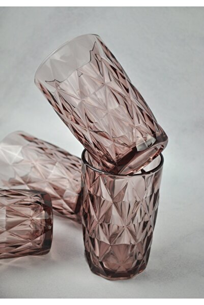 Qualitev Set of 6 Crystal Glass Soft Drink Glass Water Glass Long Cherry-400 ml