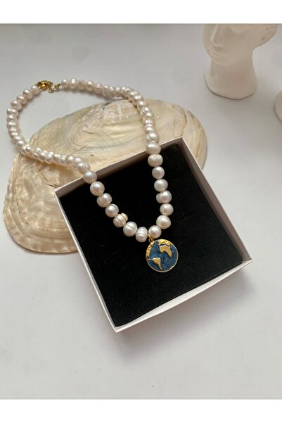 JOVİ ATELİER Sertifikalı Gerçek Doğal Beyaz Inci Kadın Kolye Çelik Bağlantı A...