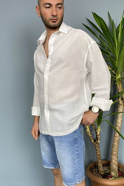 Alışveriş Sokağı Thin Fabric Oversize Long Sleeve Shirt
