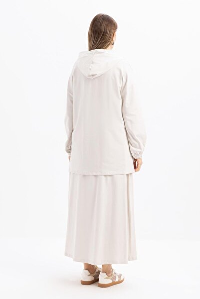 ALLDAY Stone-Hooded Lycra Skirt Suit