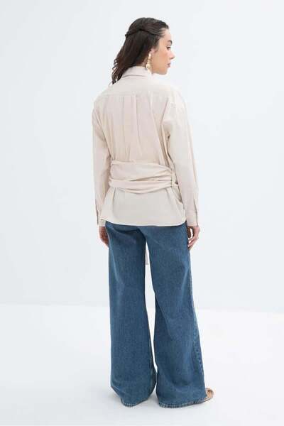 ALLDAY Lycra Shirt with Stone-Side Tie Detail