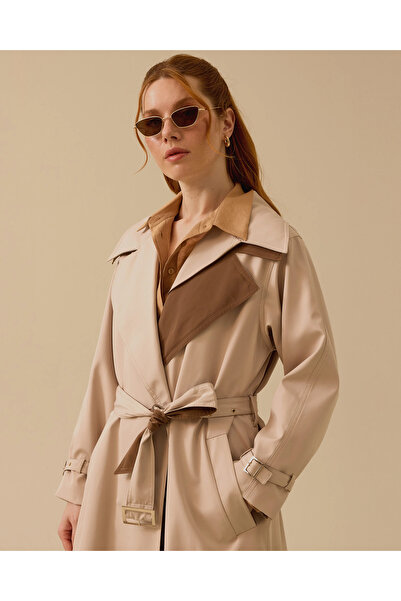 SCL Kemerli Astarlı Diz Altı Trençkot