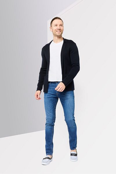 Emporio Armani Men Regular Fit Textured Cardigan, Dark Navy