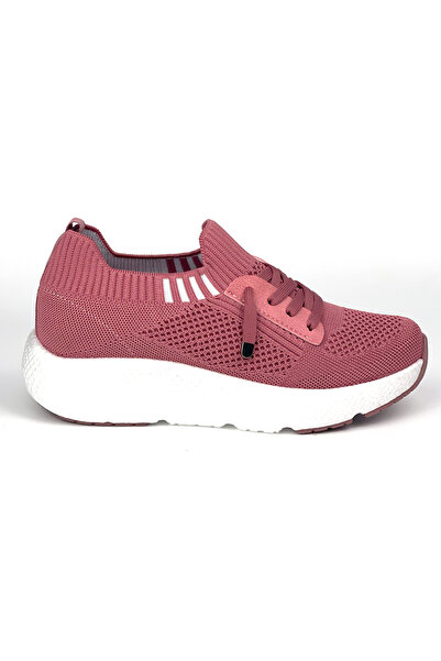 KAJILA Kadın Gül Kurusu Çok Hafif Triko Günlük Rahat Ortopedik Terletmeyen Spor Sneaker Ayakkabı
