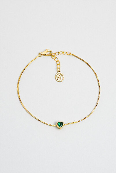 So CHIC... Romantik Aşk 18 Ayar Sarı Altın Kaplama 19 Cm Gümüş Kalp Bileklik