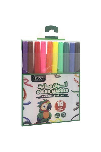 Roco أقلام تلوين قابلة للغسل - مجموعة من 10 قطع، ألوان متنوعة