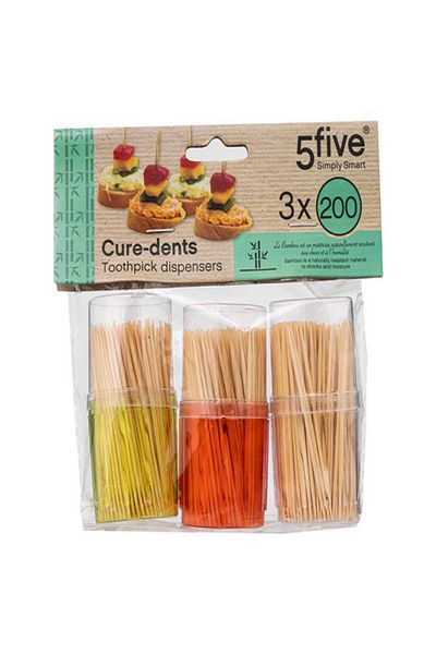 Five Simply Smart 600-Piece Disposable Bamboo Toothpicks Set