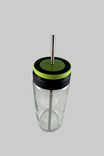 SİHİRLİ AYAKLAR Colored Vacuum Lid Metal Straw Glass Jar Cup 0.5ml