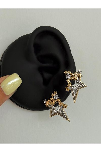 h&b design jewel أقراط بتصميم نجمة فولاذية