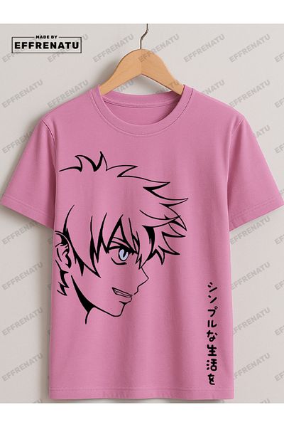 EFFRENATU Anime Printed T-Shirt for Youth Black and White Balloon